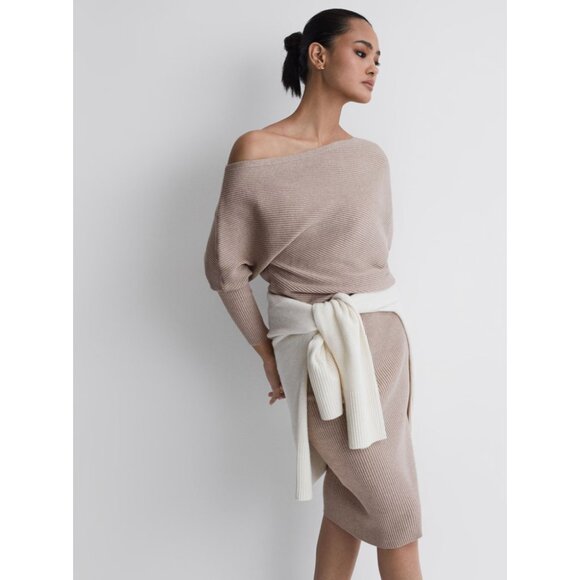 Reiss Lara Off-The-Shoulder Ribbed Midi Dress - Picture 4 of 16
